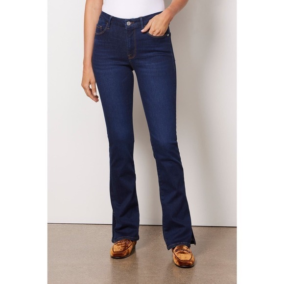 Frame Le Mini Boot Jeans Mid Rise Y2K Stretch Denim Claremore Slit Blue NWT 30 - Picture 1 of 10